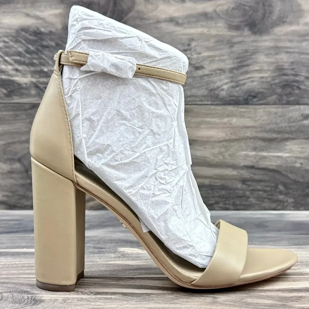 NIB Sam Edelman Yaro 9.5M Block Heel Ankle Strap Dress Sandal Beige Leather - Picture 6 of 10